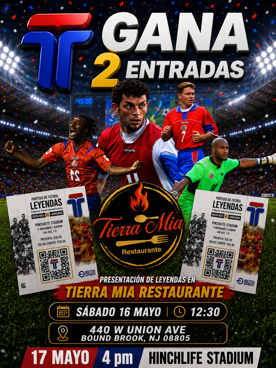 Gana 2 entradas para juego de leyendas, La SELE estará en Bound Brook New Jersey este sábado 16 mayo 2026